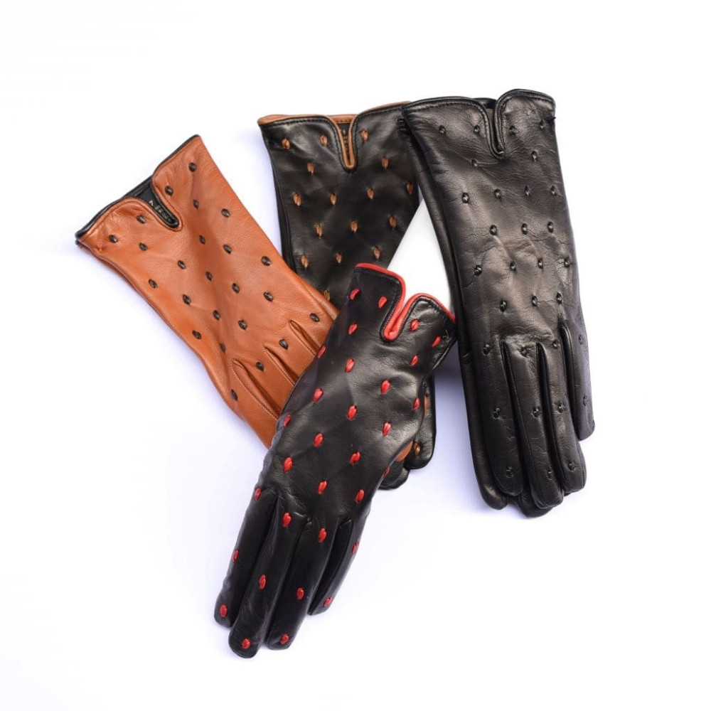 Lambskin leather gloves cashmere lined