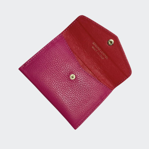 Leather wallet with botton medum size